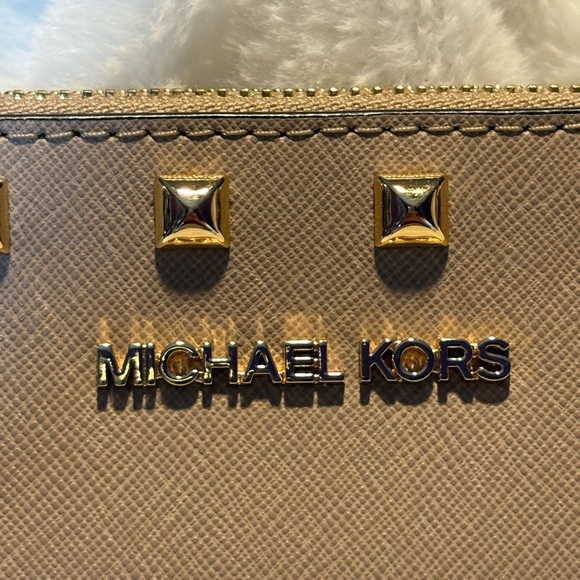 Michael Kors Tan Clutch with Gold Accents - Picture 2 of 8